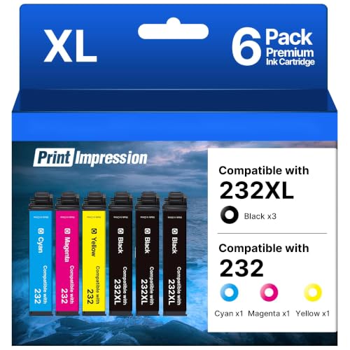 Remanufactured-Replacement-for-232-Ink-Cartridge-High-Yield-Replacement-for-Epson-232XL-Ink-Cartridges-Combo-Pack-Use-for-Epson-WF-2950-WF-2930-XP-4205-XP-4200-6-Pack-3Black-1Cyan-1Maegnta-1Yellow