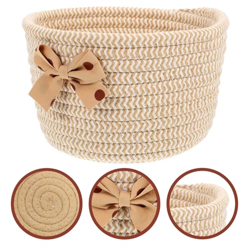 Cesta de cuerda tejida con lazo decorativo para organizar ropa delicada sin dañar 7