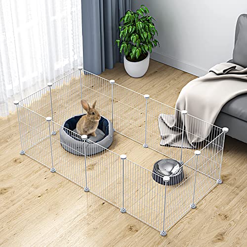 Gimtrr Pet Playpen, White Puppy Fence Portable Small Animals Cage, Diy Wire Dog Playpen Metal Yard Fence For Guinea Pig, Rabbit, Hamster, Kitten, Turtle, Hedgehog, Indoor Outdoor #TOP1