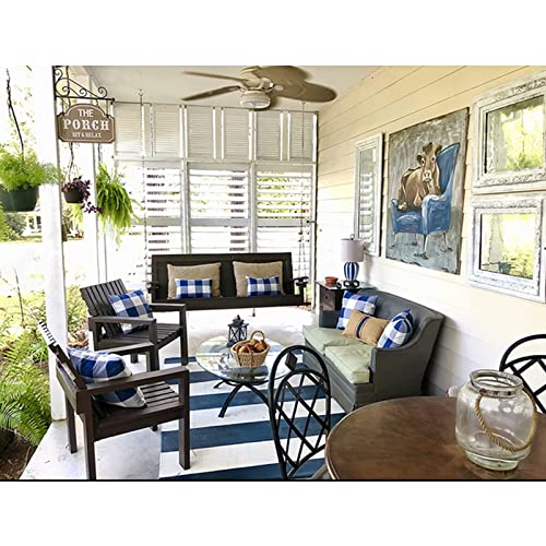 Vakado Outdoor Blue Throw Pillow Covers 18X18 Set Of 2 Buffalo Plaids Check Summer Front Porch Decorative Gingham Cushion Cases Home Decor Farmhouse For Patio Furniture Couch Bed Sofa,Navy Blue White #TOP4