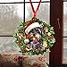 Talataca Havanese 2D Flat Christmas Ornament, Bichón Habanero Wearing A Christmas Hat Wreath Pine Tree Decor, Hanging House Charm Eve Keepsake, Car Rear View Mirror Accessories, Xmas Gift