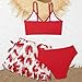 Girls 3 Pieces Swimsuits Bikini Sets with Beach Coverups Ruffle Wrap Skirt Bathing Suit Swimwear for 8-15 Years