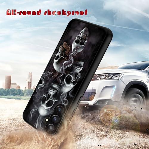 Vobber for Galaxy S24 Plus Case,Wallet Case Hidden Card Slot Holder Shockproof TPU and PC Dual Layer Protective Case Cover for Samsung Galaxy S24 Plus 6.7" 2024,Unique Skull - image 3