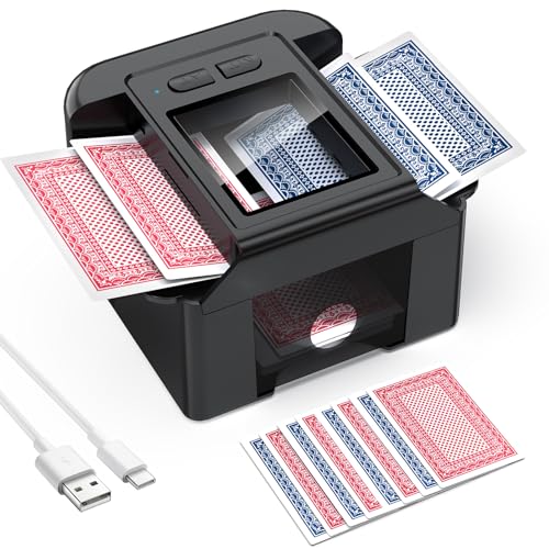 Beedove Automatic Card Shuffler 2000Mah Rechargeable Card Shuffler Machine One-press Operation Low Noise Portable Electric Shuffling Machine for Poker Uno Blackjack Texas Holdem (Black)