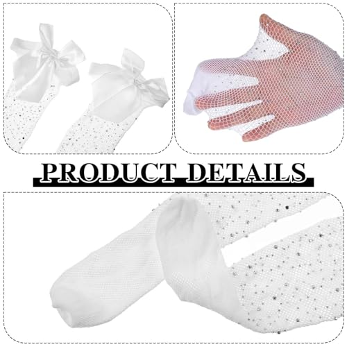 Image of CIATBYYJ 2 Pairs Hold up Stockings Fishnet Tights Suspenders with Bow, Sparkle Sexy Fishnet Mesh Hold Up Stockings for solo&Layer