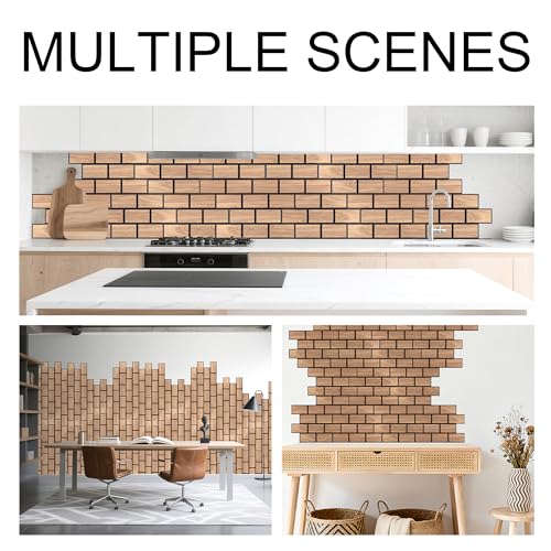 Image of WoveN SounD Brick Acoustic Panels, Teak, 16 Pack, 16x12 in | Self-Adhesive, Peel and Stick, NRC 0.95, Seamless Brick, Refined Sound, Home, Studio, Office, Theater