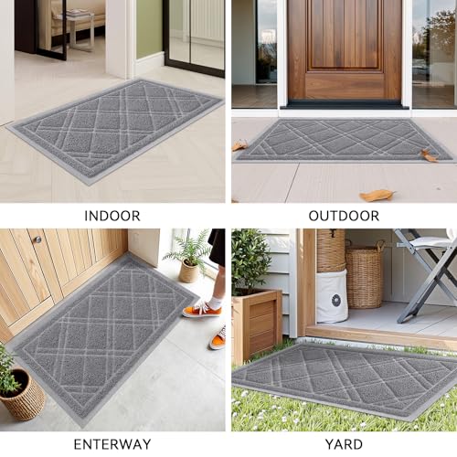 Front Door Mat Outdoor Mat for Entrance, Non-Slip Low Profile Doormat, Durable Dirt Trapper Welcome Mat Shoe Mat for Outdoor, Indoor, Front Back Doors, Entrance, 24"x36", Grey by smiry - Image 8