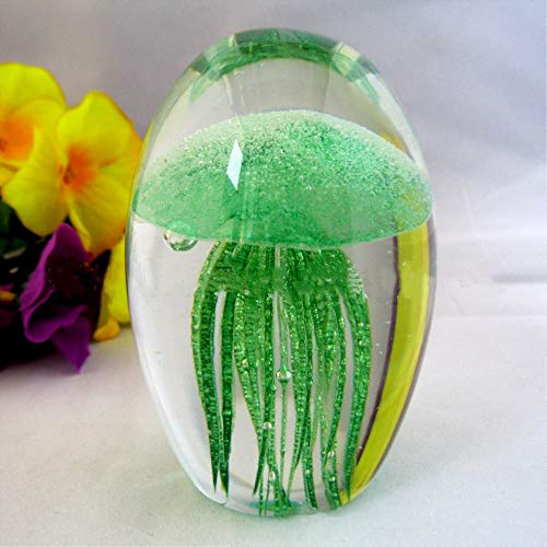 Lucky House Cristal Verre méduse Statue Les Accessoires décoration de Vacances fête Bureau décoration Artisanat Cadeau (Vert)