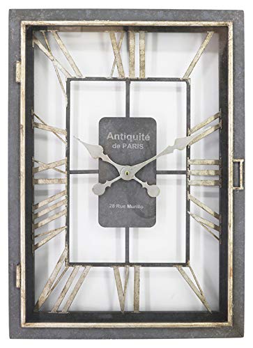 Alice's Collection Grande Horloge Murale Rectangulaire en Métal Style Shabby Chic Convient pour Salon Cuisine Chambre à Coucher 41x60x6cm