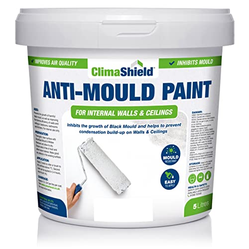 SmartSeal Anti Mould Paint - 5 Litres - For Bathroom, Kitchen and Bedroom Walls & Ceilings. Ultimate Protection Against Dangerous Mould - 5yr Mould Resistance - Brilliant White Finish