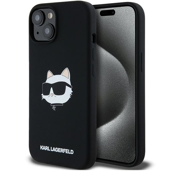 CG Mobile Karl Lagerfeld KLHMP15MSCHPPLK Coque de Protection pour iPhone 15 Plus/14 Plus 6,7" Noir Coque Rigide en Silicone TĂŞte de Choupette