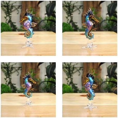 Handmade Mini 3" Blown Glass Seahorse Figurine Figure Art, Miniature Dollhouse, Gift Ideas, Collectible Ocean Animals, Tiny Ornament, Cool Stuff Decor (Multicolor No.1) image 3