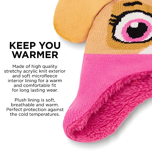Image of Nickelodeon Girls Winter Hat and Mittens Set, Paw Patrol's Marshall, Chase and Skye Toddler Beanie for Ages 2-4