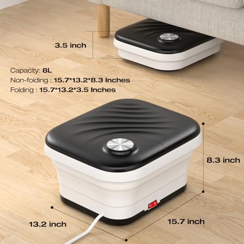 FRYLINE Collapasible Foot Spa Bath Massager with Heat, Pedicure Foot Spa with Bubbles, Temperature Control, Foot Soaking Tub for Home, Office, Foot Soaker Gift for Men and Women