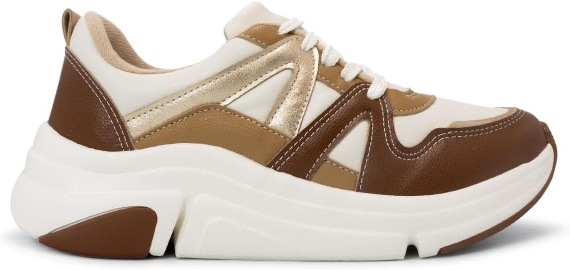 Tênis Modare Feminino Napa Ultraconforto Casual Bco Off/verde/dourado/bege 7401.102.29643.102306 34