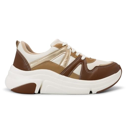 Tênis Modare Feminino Napa Ultraconforto Casual Bco Off/verde/dourado/bege 7401.102.29643.102306 34