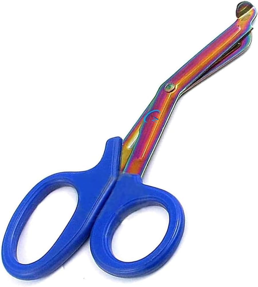 Natiqind 50 pices EMT Shear, Paramedic Scissors, Rescue, Trauma, First Aid, EMS, First Responder, Nurses, Emergency Medical Surgical (7.50", raimbow) blue