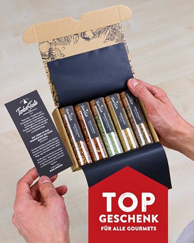 Foto von TIMBER TASTE® 5 Italienische Gewürze Geschenkset - Italienisches Kräuter Gewürz Set als Geschenk für Erwachsene Männer - Pasta & Pizza Geschenke zum Kochen - Pizzagewürz zum Geburtstag