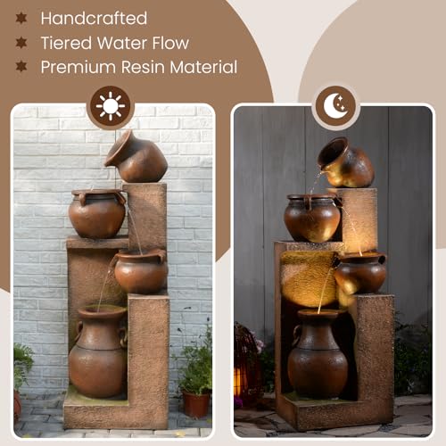 Image of Resin Outdoor Water Fountain 4-Tier Jar Waterfall