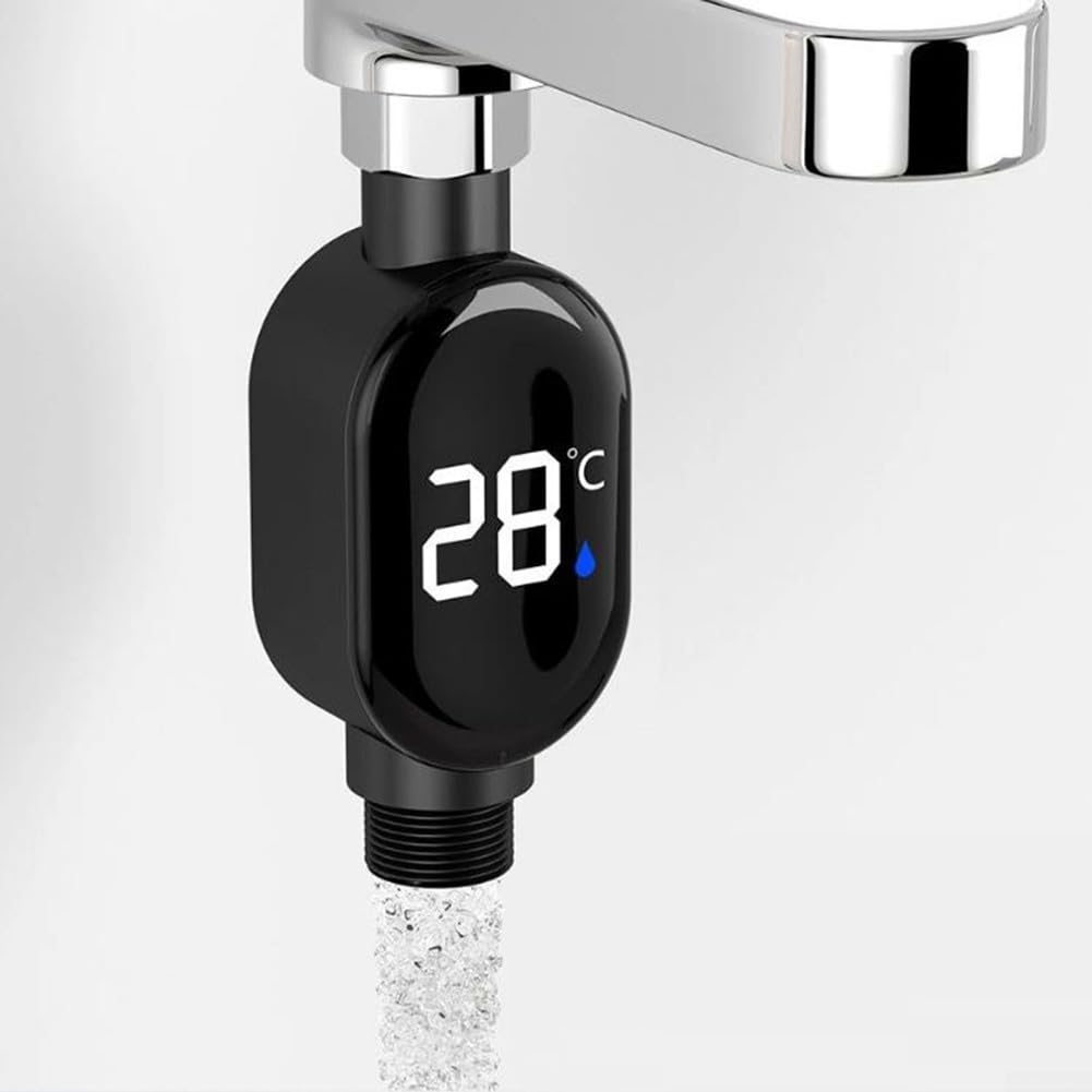 HEIBTENY LED Shower Thermometer with Digital Temperature Display and Instantly Sensor, Waterproof, for 1/2 Inch Pipes and Shower Heads, Easy Installation
