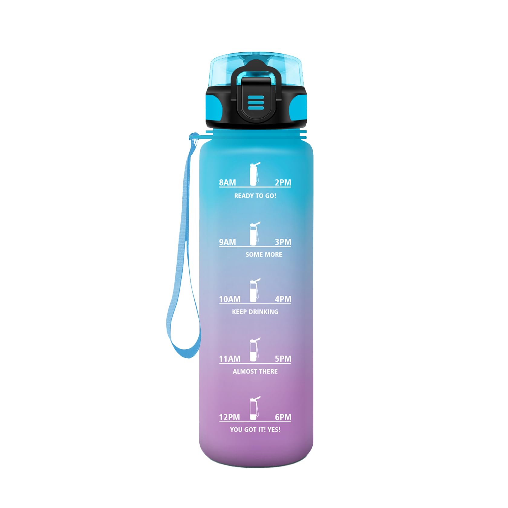 HoneyHolly Sports Water Bottle, 500 ml, Leak-Proof Plastic, Water Bottle, Suitable for Carbonated Drinks, Sports Bottle for Bicycle, Children, School, Fitness, Yoga, Blue Purple โ image 1