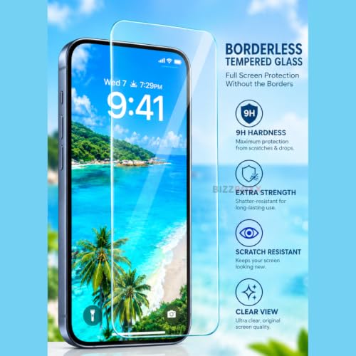 Image of Edge to Edge Tempered Glass For Apple iPhone 18 Pro MAX Borderless Screen Protector Guard - HD Clarity, Anti-Fingerprint Screen Guard (iPhone 18 Pro MAX - 6.9 Inch) With Installation Kit - Pack of 1
