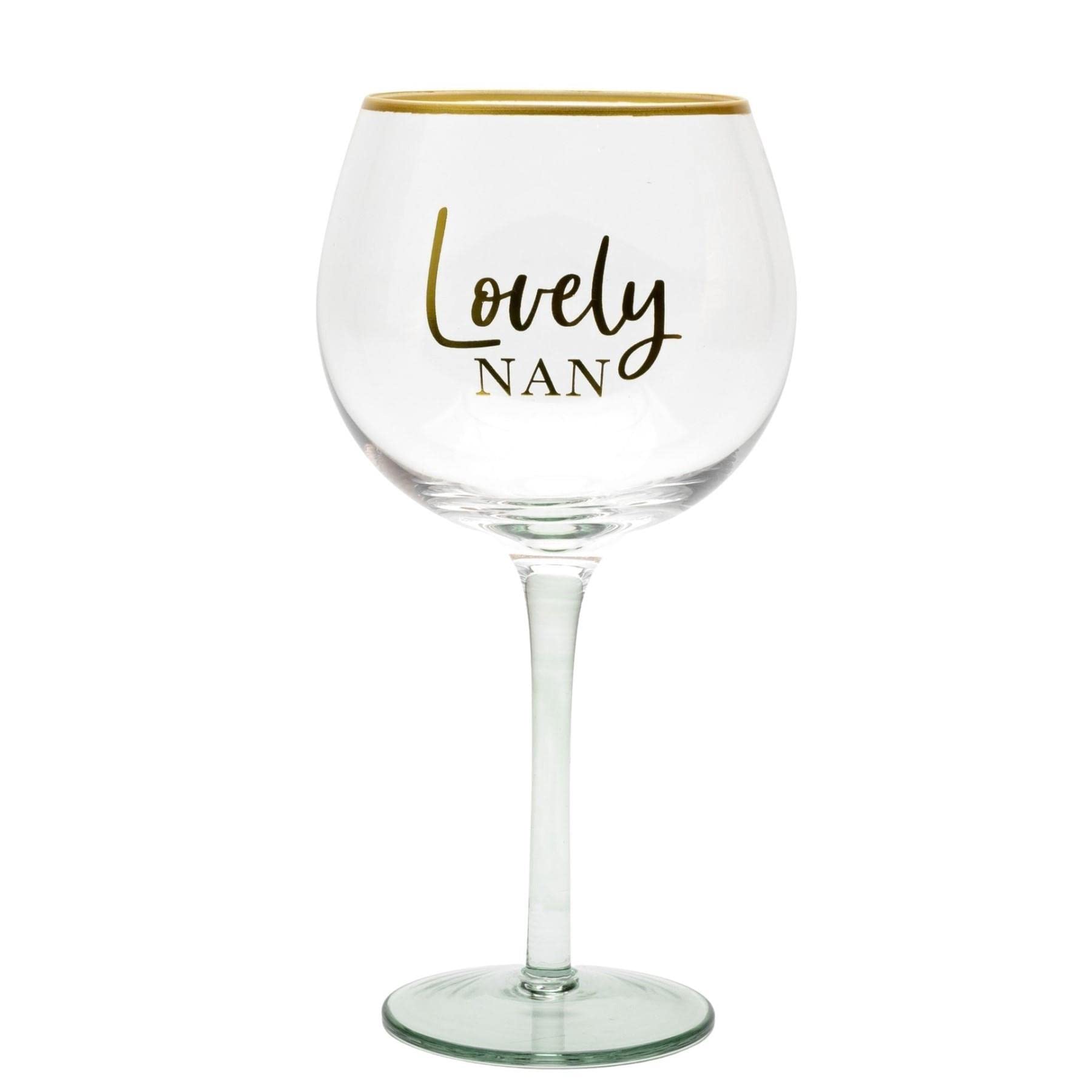 Widdle Gifts Lovely Nan Gin Glass with Gold Wording/Colourful Stem - Birthday, Christmas or Mother's Day 8412
