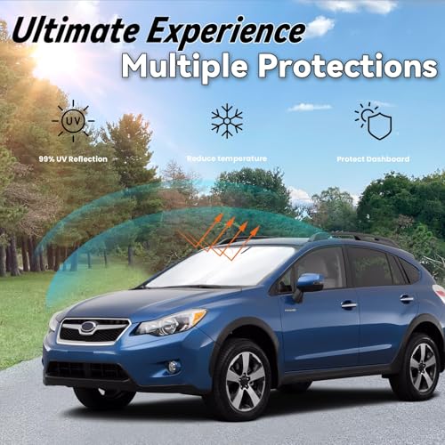Image of Windshield Sun Shade for Subaru Crosstrek Wagon 2026 2025-2018 | Car Front Window Sunshade with 240T Sun Visor Protector Blocks UV Rays Heat Sun Shield Accessories