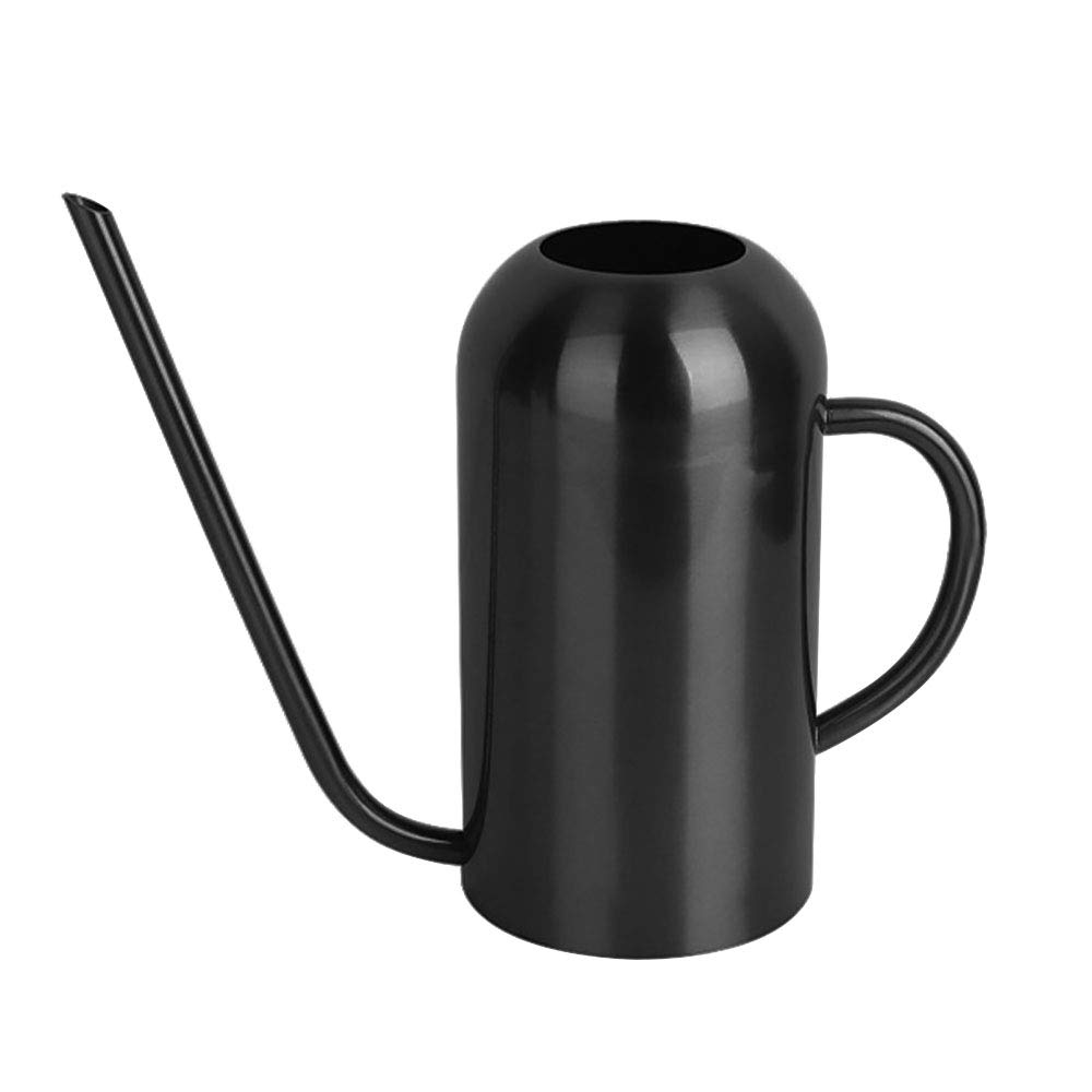 Konewka do roślin domowych, 1500 ml, metalowa konewka ze stali nierdzewnej, doniczka z długą wylewką, do roślin domowych, bonsai, do ogrodu, na zewnątrz, kwiat dekoracyjny (czarny)
