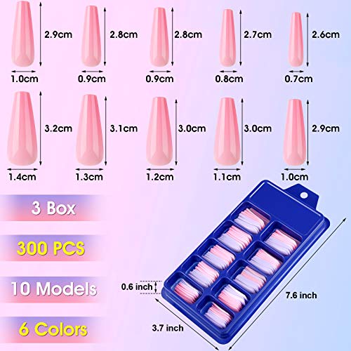 image for Maitys 300 Pieces Long Coffin Fake Nail Tips Ballerina Full Cover Glos