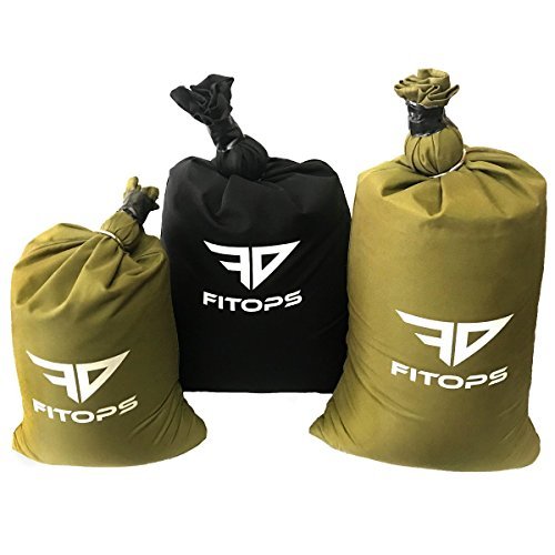 Fit-Ops Alpha Sand Bags - Handle-Less Exercise Weight Fitness Sandbags (Black, 35-50lbs)