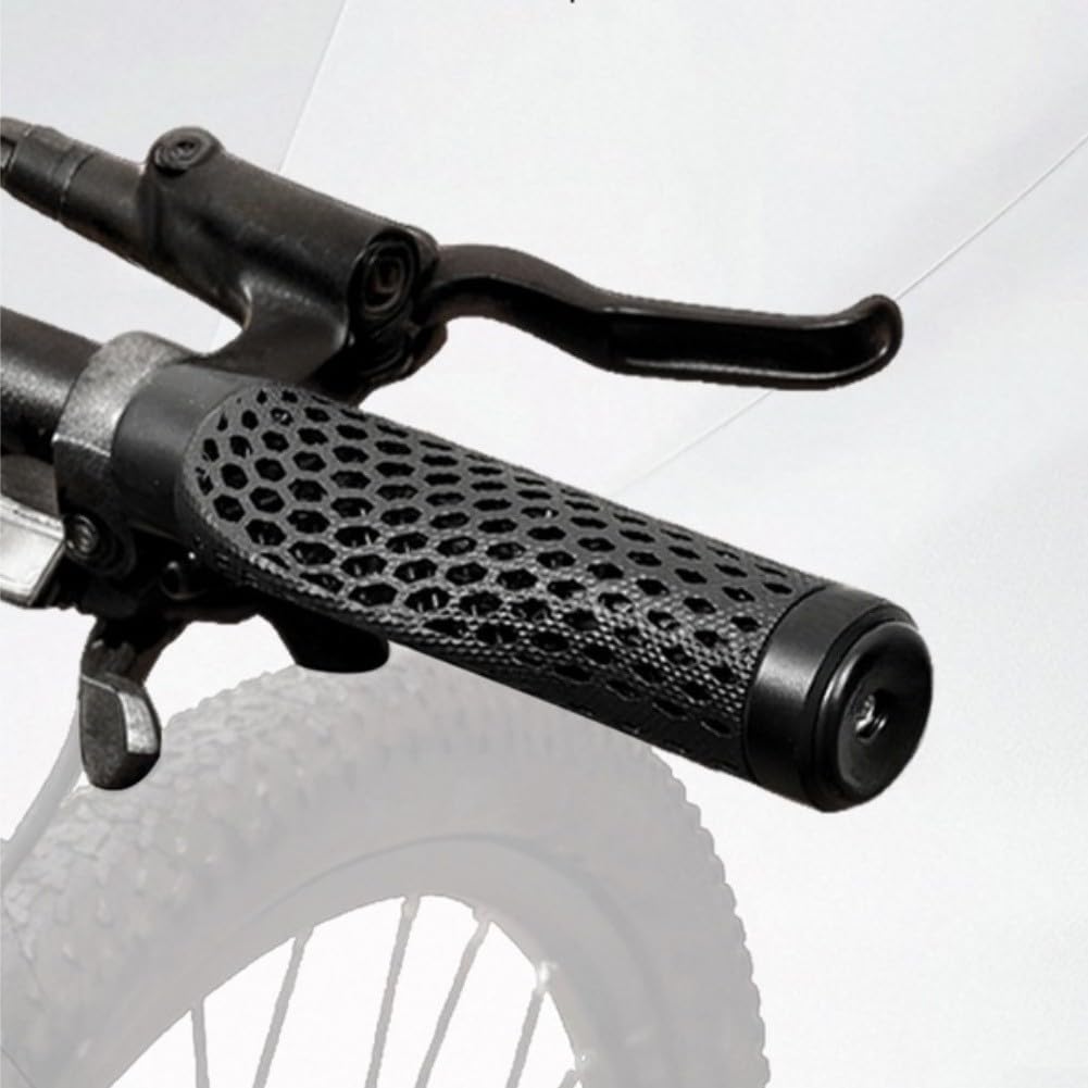 Manopole ergonomiche per manubrio di mountain bike, stampate in 3D, traspiranti, assorbenti, con anelli di bloccaggio, per barre di diametro 22,2 mm, confezione da 2, colore: nero
