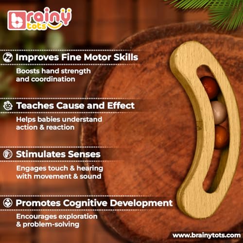 Image of Banana Busy Beads Rattle, Balancing Wobbler & Rainbow Spinning Wheel | Montessori Toys for Sensory Play & Motor Skills | Safe, Durable Baby Toys for Newborns 0+ Months