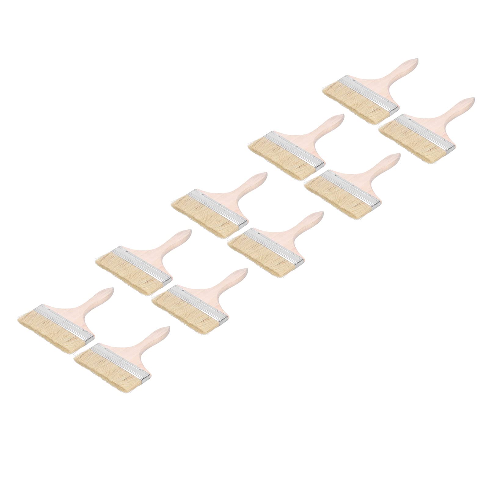 10 pezzi di pennelli in lana artificiale da 6,5 pollici, kit di spazzole per smalti e vernici, a testa piatta con manico ergonomico in legno, ideali per pitturare pareti, oliare