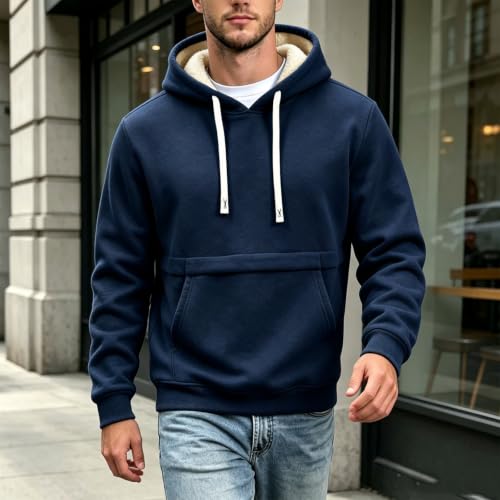 Men's Fleece Sherpa Lined Hoodie Pullover Casual Hooded Sweatshirts - image 3