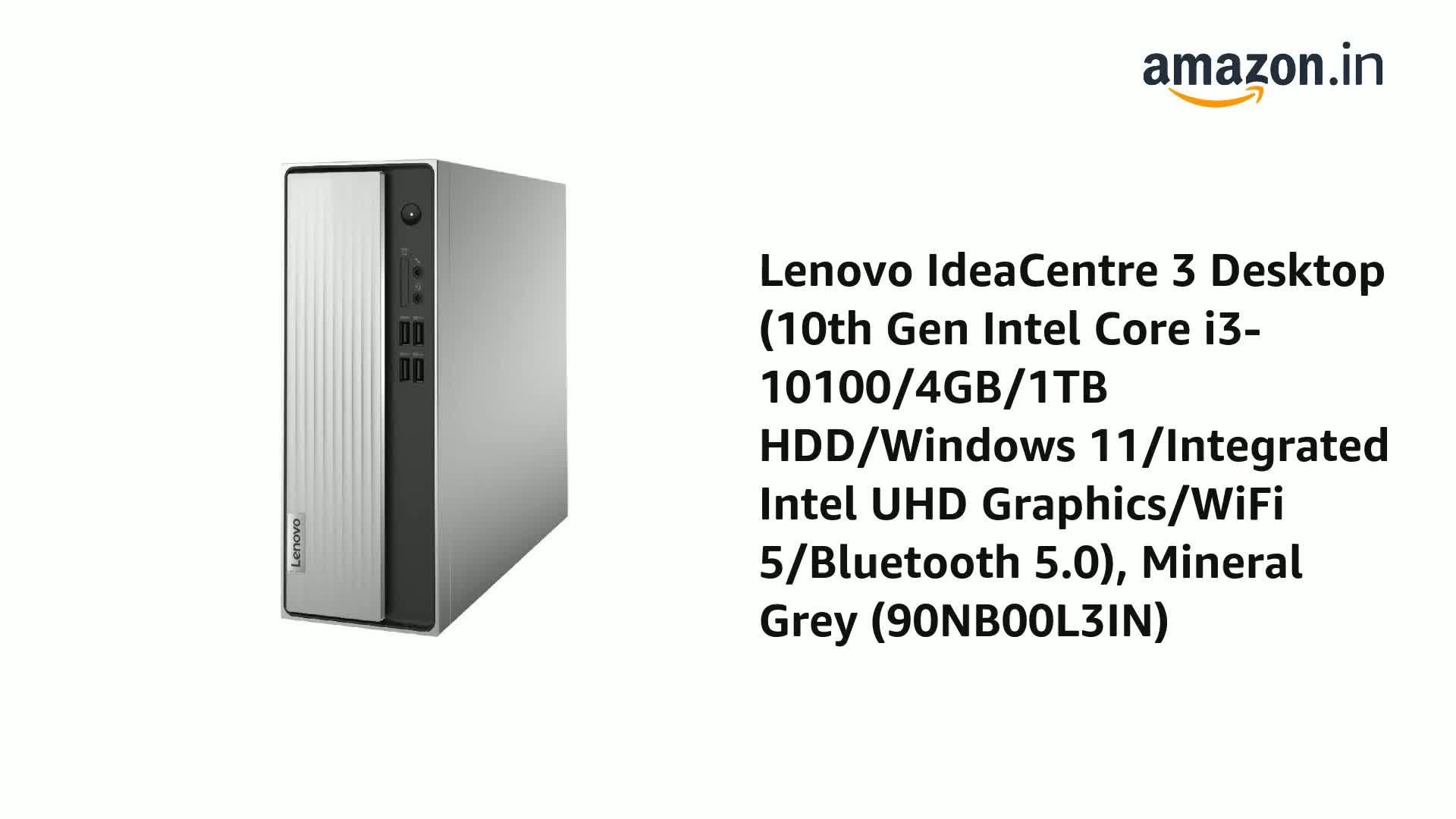 Lenovo IdeaCentre 3 Desktop (10th Gen Intel Core i3-10100/4GB/1TB
