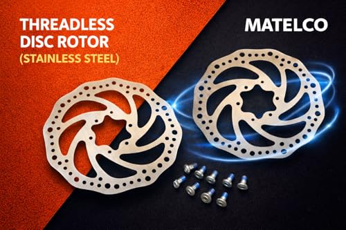 Image of Matelco Bicycle Disc Break Set Thradless for All Bikes Cycle Stainless Steel Kit Complete Set for Bicycle Disk Break (Pack of 1)