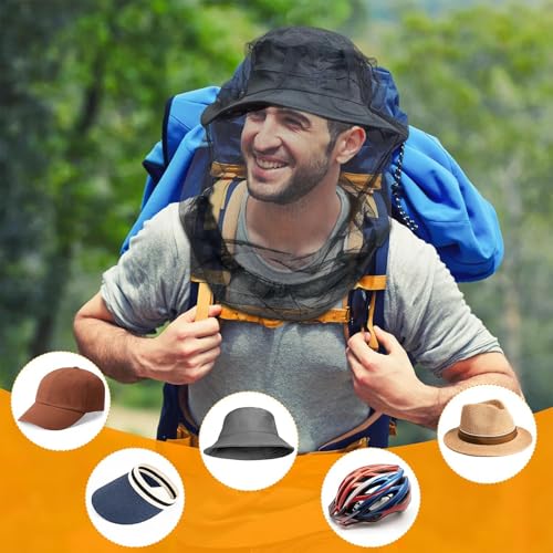 Premium Mosquito Head Net para insectos, 2 unidades, protección contra moscas y bichos, ultra grande y larga, con agujeros extrafinos para camping, senderismo, pesca, jardinería, safari, compatible con todos los sombreros para hombres y mujeres miniatura 4