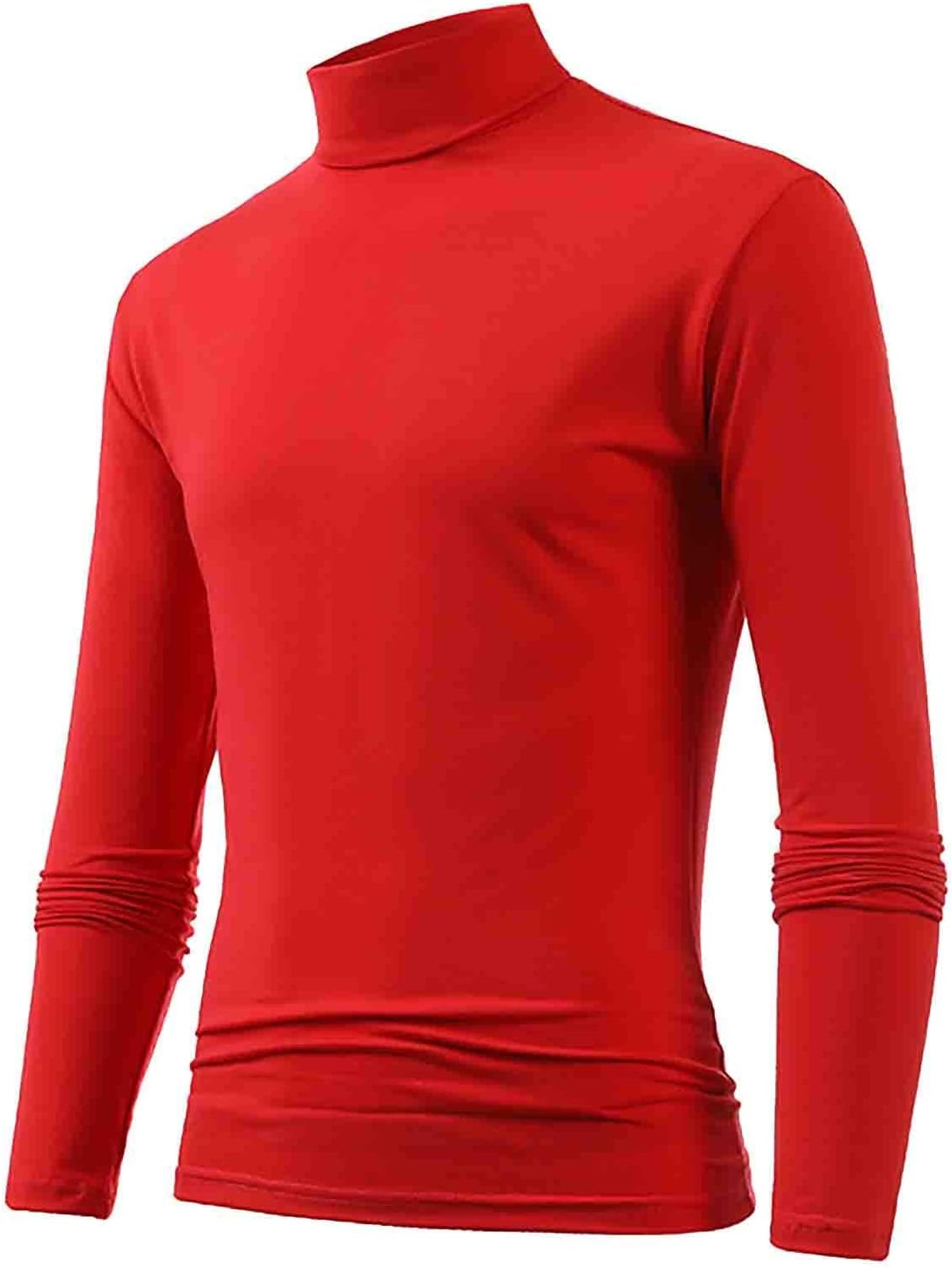 GenericMen's Basic Turtleneck Long Sleeve T-Shirts Muscle Fit Solid Color Knitted Casual Pullover Top