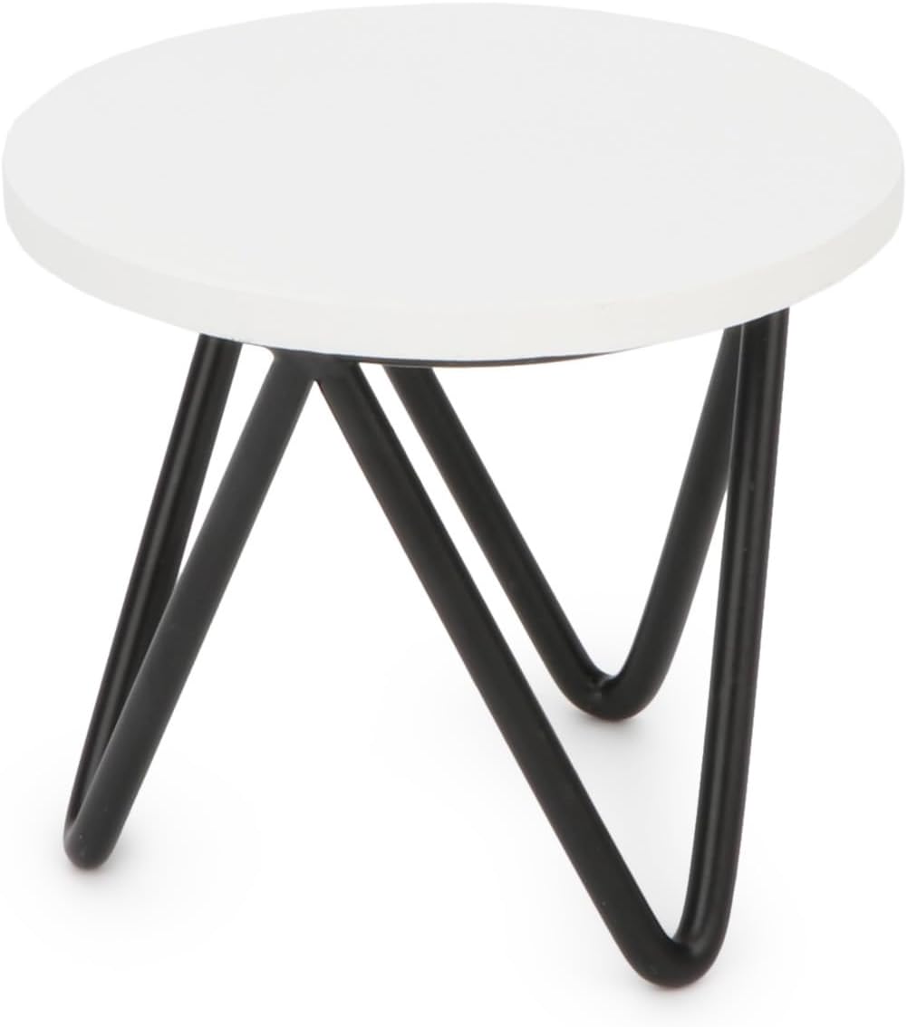 Cutemini 1 6 Scale Dollhouse Table Miniature Decor Dollhouse Furniture Mini Round Coffee Table Dollhouse Accessories for Living Room Bedroom Balcony Fairy Garden Project Decoration (Black Stand)