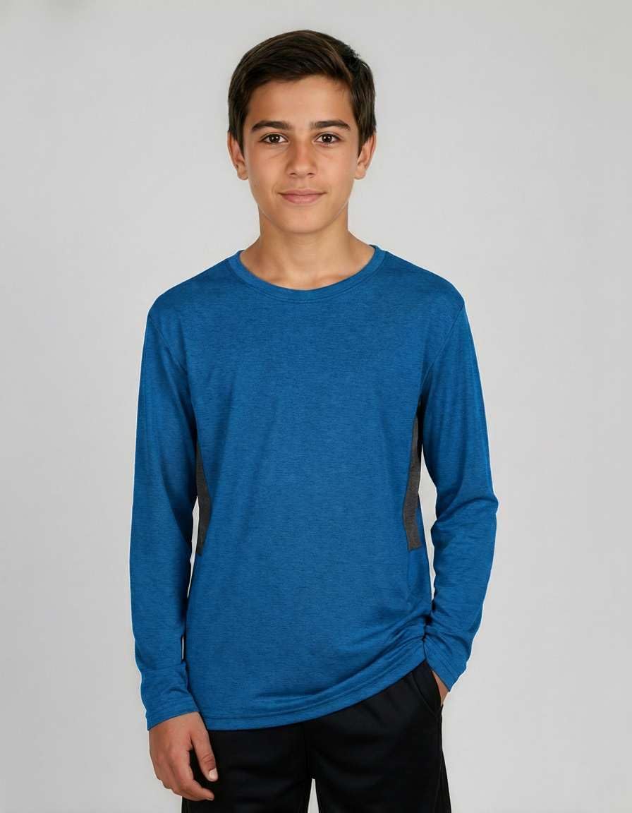 4 Pack Boys' Dry Fit Long Sleeve T Shirts Athletic Crew Neck Kids Teen Tops | Available In Sizes 8-18: Moisture Wicking, Stretchy, Basketball, Soccer, Running, Sports, School, Uniform, Youth, Undershirt