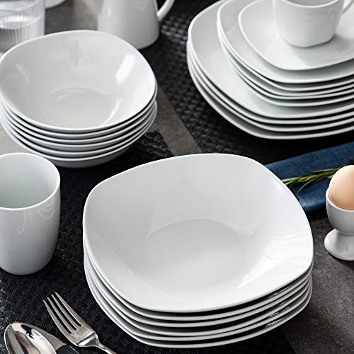 Foto von MALACASA, Serie Elisa, 100-teilig Tafelservice aus Porzellan, Kombiservice Frühstückservice Kaffeeservice mit Eierbecher, Kaffeetassen, MüsliSchälen, Dessertteller usw. für 12 Personen Grauweiß