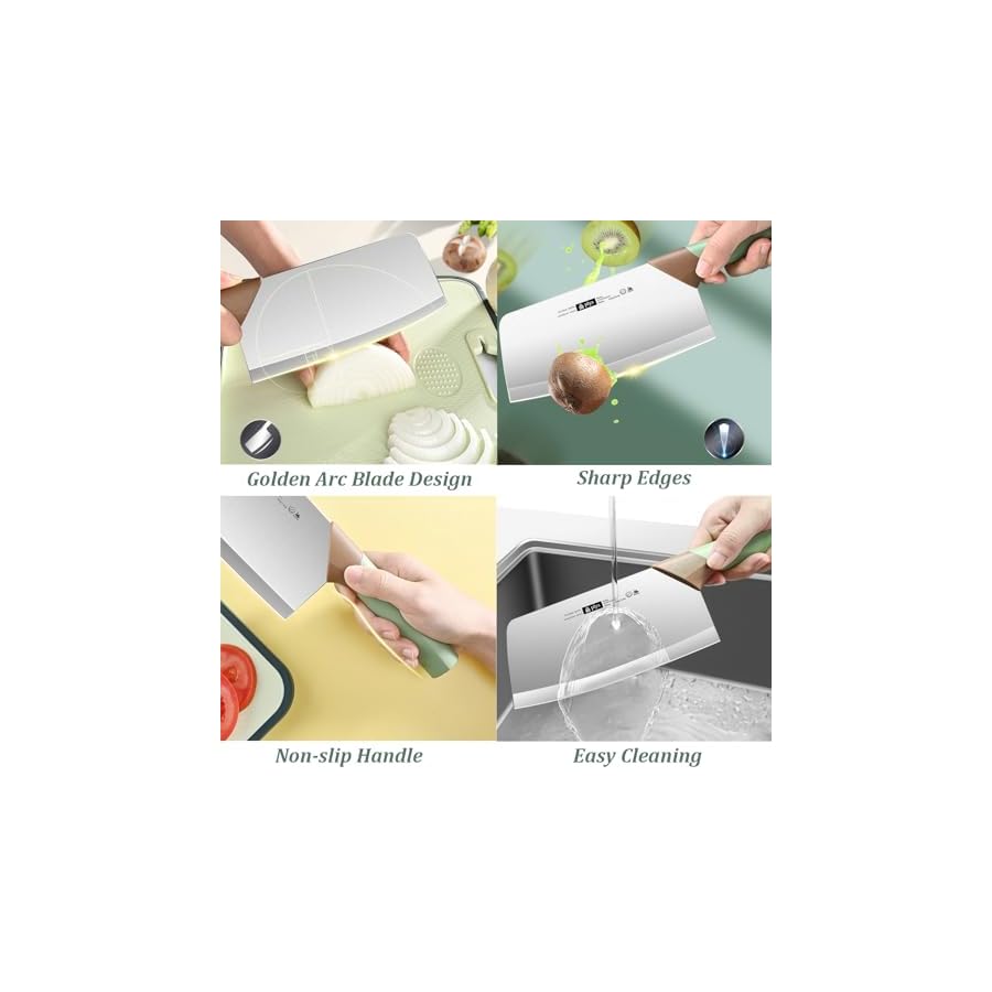 Kitchen-Knife-Set-7-Pcs-Green-Professional-Chef-Knife-Set-with-Block-Non-Stick-Stainless-Steel-Cooking-Knife-Set-with-Sharpener-Scissors-for-Cutting-Slicing-Dicing-Green Kitchen Knife Set, 7 Pcs Green Professional Chef Knife Set with Block, Non-Stick Stainless Steel Cooking Knife Set with Sharpener Scissors for Cutting Slicing Dicing (Green)