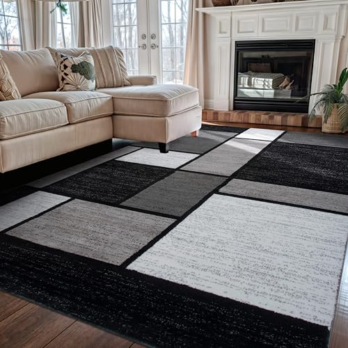 Rugshop Contemporary Modern Boxes Design Area Rug for Home Office,Living