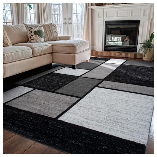 Rugshop Contemporary Modern Boxes Design Area Rug