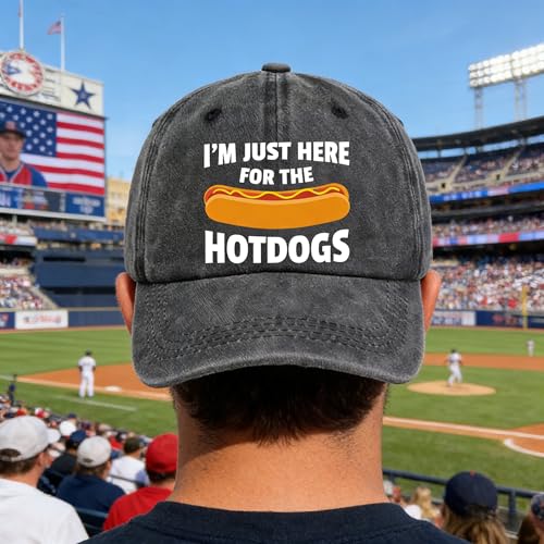 Image of I'm JUST HERE for The Hotdogs Hats for Men Baseball Caps Trendy Washed Workout Hats Light Weight