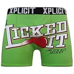 Xplicit Mens Funny Nickers Novelty Shorts Trunks Boxer (Licked - Green,M)