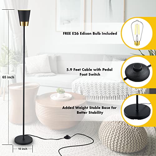 Hamilyeah Black Floor Lamp For Living Room, Modern Standing Lamp For Bedroom With Foot Pedal Switch, Industrial Gooseneck Office Tall Lamp For Reading, E26 Bulb Included #TOP2