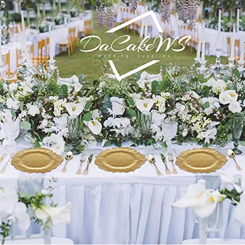 Dacakews Gold Reef Charger Plates 10Pcs, 13Inch Plastic Floral Charger Plates Wedding For Dinner,Wedding,Party,Event,Decoration(Reef Gold10) #TOP1
