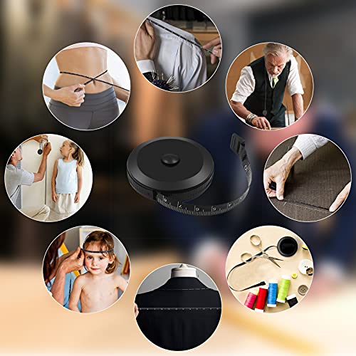 Body Measuring Tape, Retractable Sewing Tailor Tape, 150cm Black Dual Sided Measure Tape for Sewing Crafts Tailor Cloth Fabric
